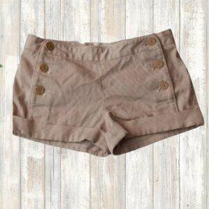 ARITZIA Talula light brown white stripes 6 button shorts size 2